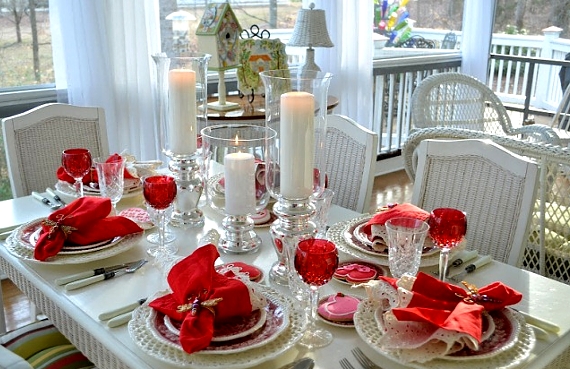 Valentines Day Table Setting Red Love